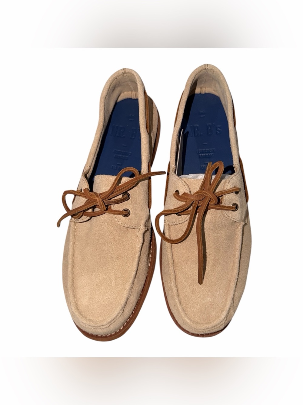 NEW Aldo Mr. B’s Beige Suede Boat Shoes Men’s Leather Lace-Up Moccasins Slip On - Picture 2 of 5